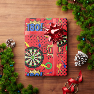 Papier Cadeau Darts Player Dartboards Comic Book Motif