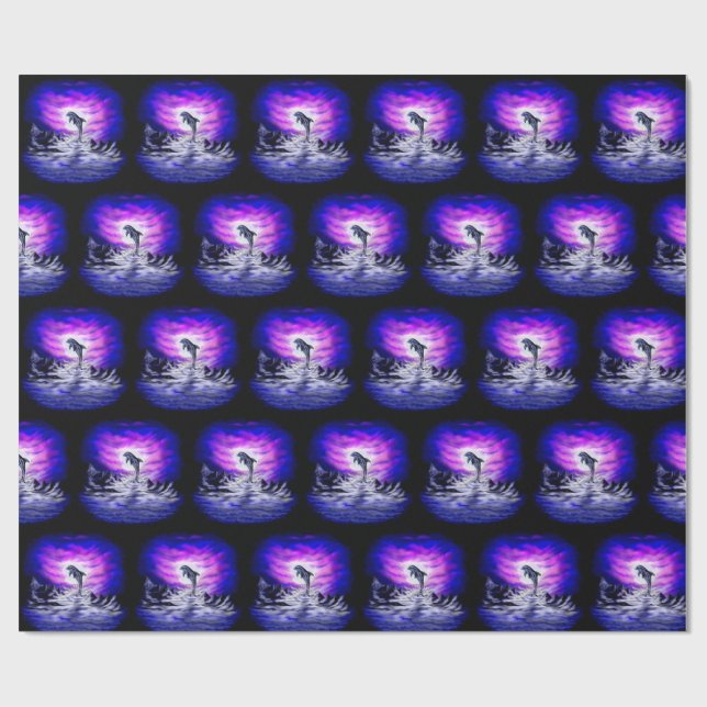 Papier Cadeau Dauphin clair de lune (Plat)