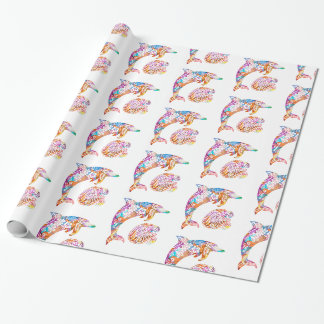 Papier Cadeau Dauphin coloré et impression d'onde