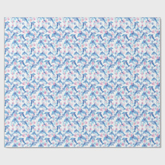 Papier Cadeau Dauphin Floral Aquarelle