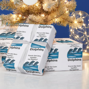 Papier Cadeau Dauphins Nageant Ensemble Amitié