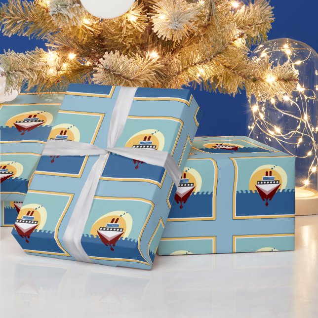 Papier cadeau de bateau de croisière (Vacances)