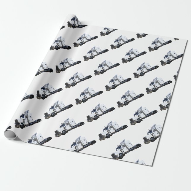 Papier Cadeau De blanc remorque de tracteur semi (Déroulé)