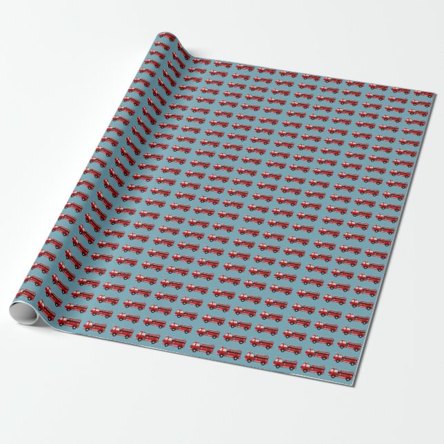 Papier cadeau de camion feu rouge (Déroulé)