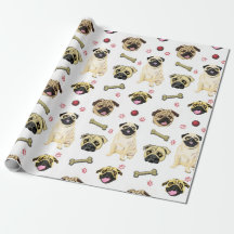 Papier cadeau de célébration de Pug