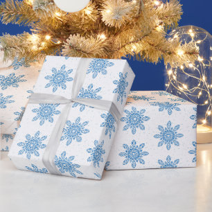 Papier cadeau de flocon de neige d'hiver