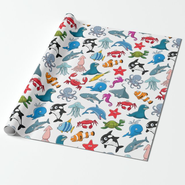 Papier Cadeau De jolies créatures marines (Déroulé)
