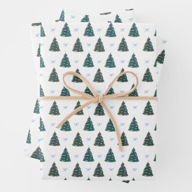 Papier cadeau de la ferme de Noël bleu (En situation)