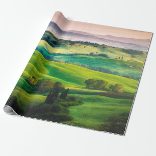 Papier Cadeau De magnifiques verts dans le paysage et avec pa lé