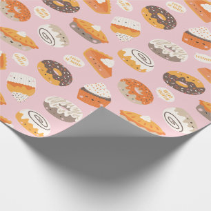 Papier Cadeau De mignons cupcakes, beignets et tartes avec du te