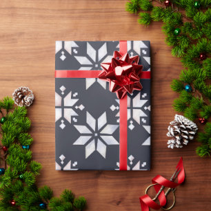Papier cadeau de Noël abstrait flocon de neige