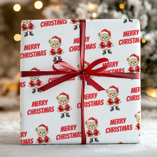Papier cadeau de Noël avec un joli Père Noël