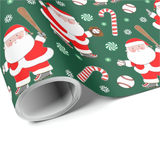 Papier cadeau de Noël de baseball (Coin rond)