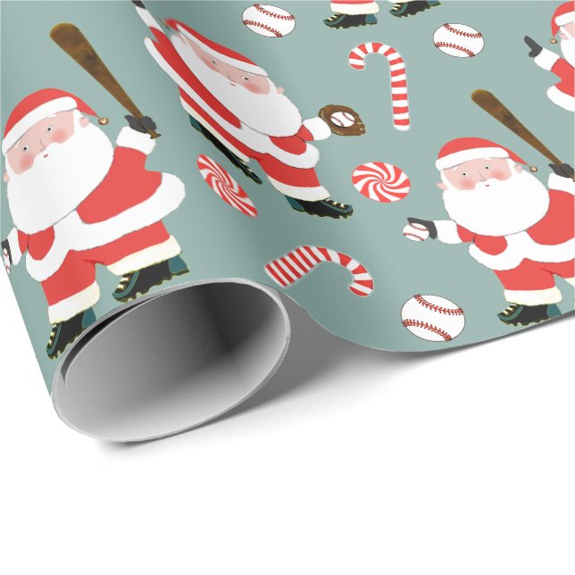Papier cadeau de Noël de baseball (Coin rond)