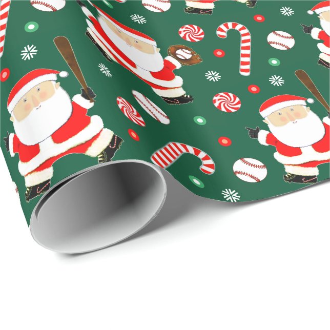 Papier cadeau de Noël de baseball (Coin rond)