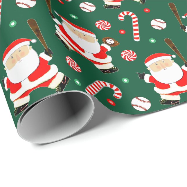 Papier cadeau de Noël de baseball (Coin rond)