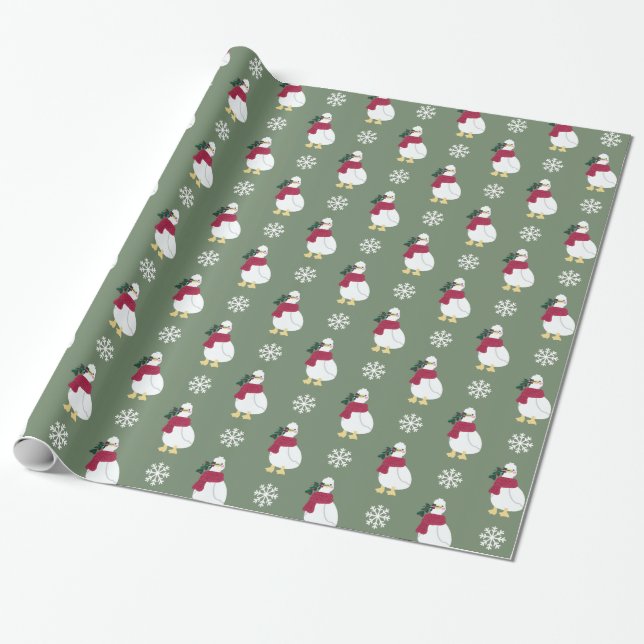 Papier cadeau de Noël de canard, papier d'envelopp (Déroulé)