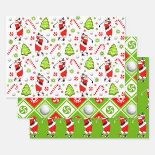 Papier cadeau de Noël de golf