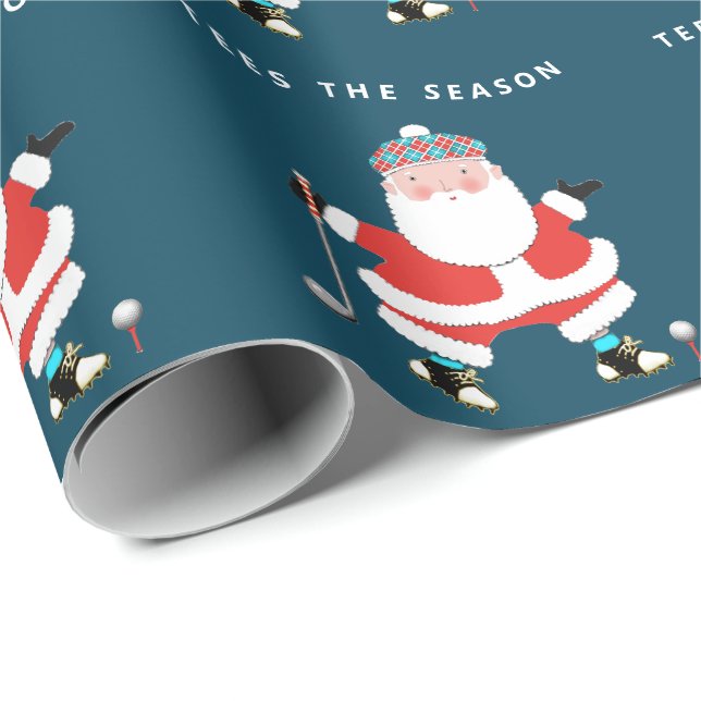 Papier cadeau de Noël de golf (Coin rond)