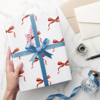 Papier Cadeau de Noël Élégant à Ruban Rouge Aquare