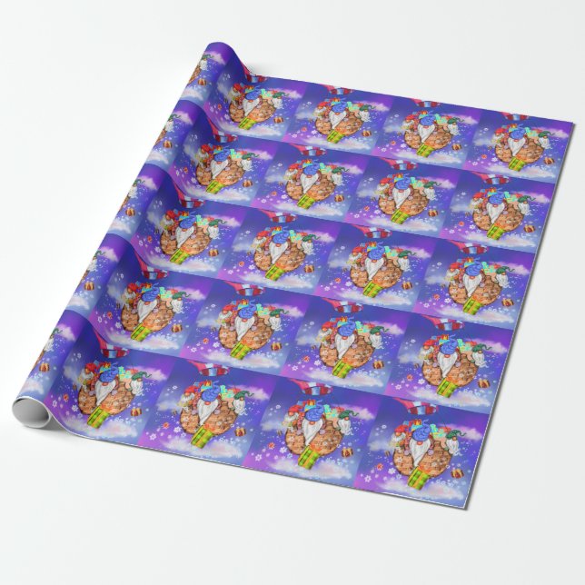 Papier cadeau de Noël Gnomes donne des cadeaux (Déroulé)