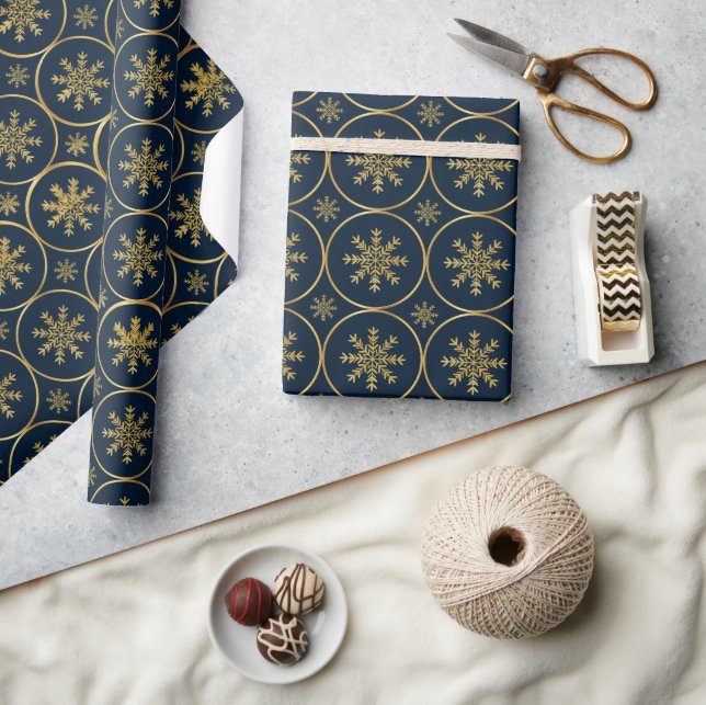 Papier cadeau de Noël Golden Snowflake (Artisanat)