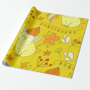 Papier cadeau de Noël jaune doré