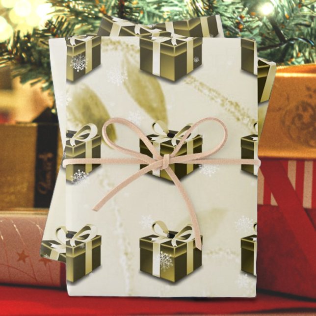 Papier cadeau de Noël or (Gold Christmas Gift Wrapping Paper)
