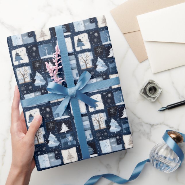 Papier cadeau de Noël Papier à envelopper bleu mar (Cadeaux)