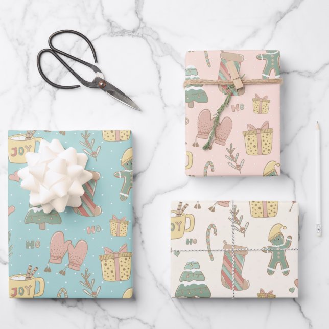 Papier cadeau de Noël Pastel (Recto)