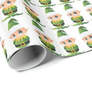 Papier cadeau de Noël père Noël Elves