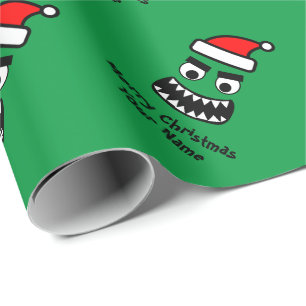 Papier cadeau de Noël pour enfants avec un monstre