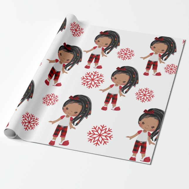 Papier cadeau de Noël pour fille africaine américa (Déroulé)