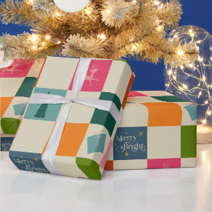 Papier cadeau de Noël rétro Joyeux et Lumineux