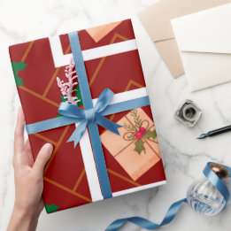 Papier cadeau de Noël rustique avec Holly et