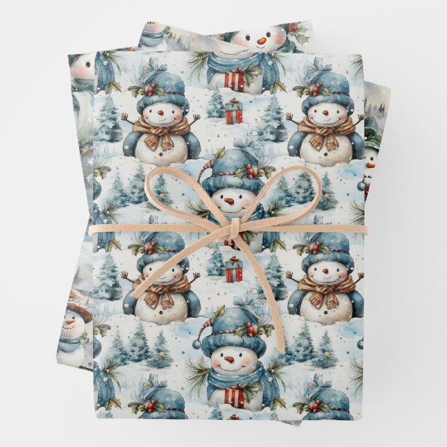 Papier cadeau de Noël Snowman (En situation)