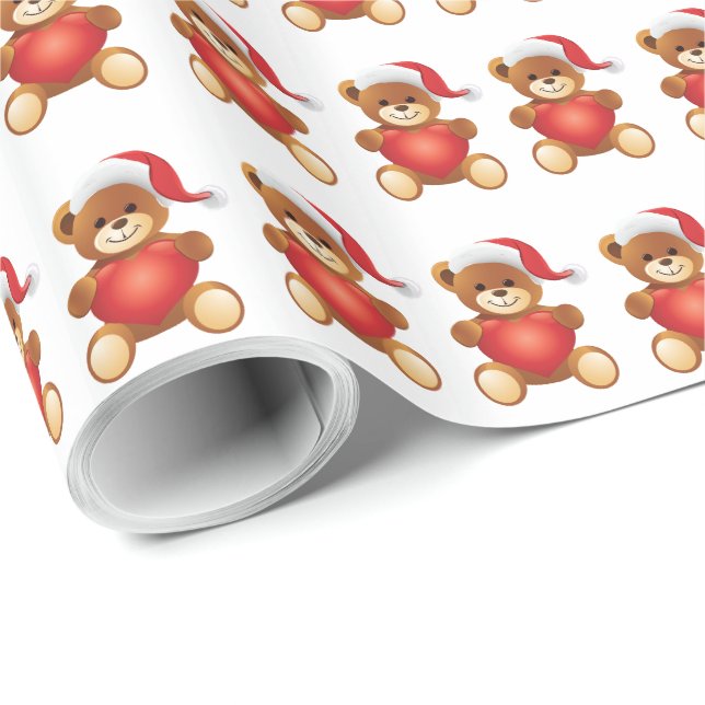 Papier cadeau de Noël Teddy Bear (Coin rond)