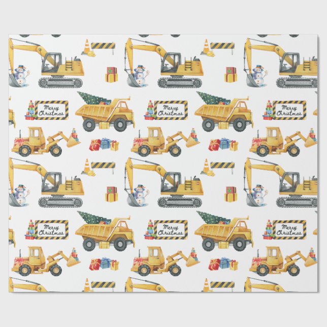 Papier cadeau de Noël thème construction (Plat)