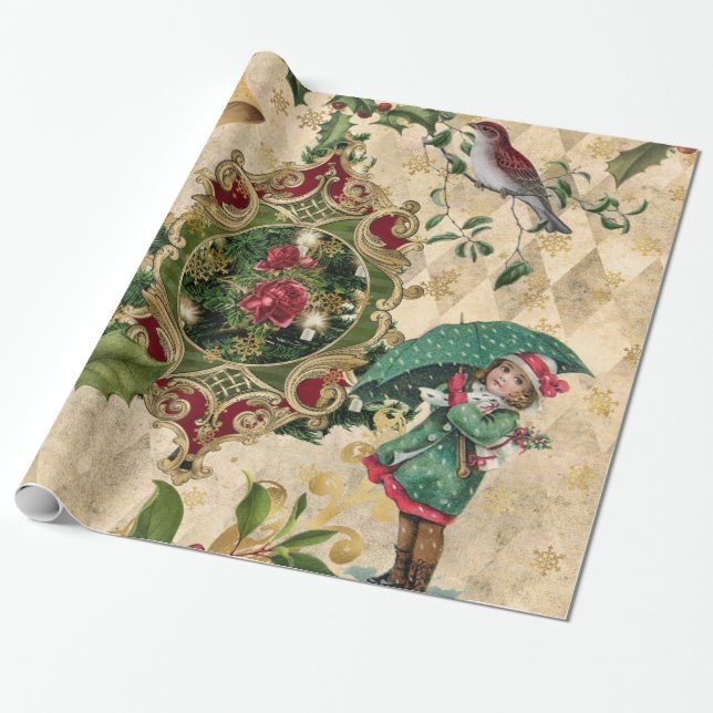 Papier cadeau de Noël unique vintage (Déroulé)