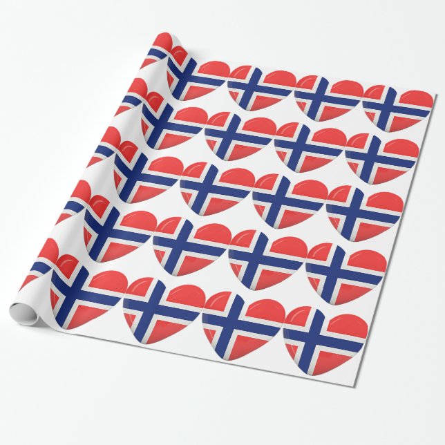 Papier Cadeau De Norvège avec amour (Déroulé)