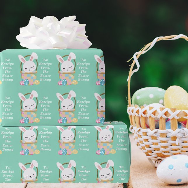 Papier Cadeau De Pâques Bunny Cute Pastel Green Kids Cadeau (Créateur téléchargé)