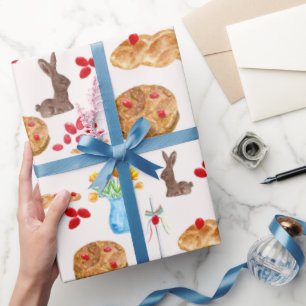 Papier cadeau de Pâques grec en aquarelle
