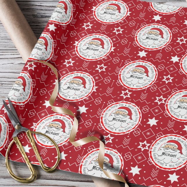 Papier Cadeau De Père Noël Cute traditionnel Flocon de neige Noë (Créateur téléchargé)