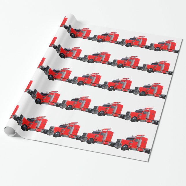 Papier Cadeau De rouge remorque de Tracter semi (Déroulé)