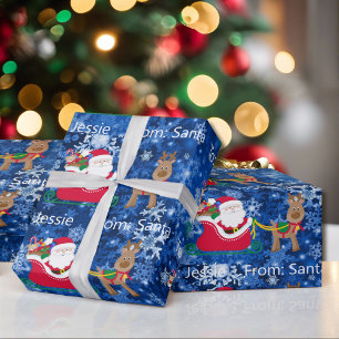 Papier Cadeau De Santa Claus Ajouter Nom de l'enfant Noël Wrappi