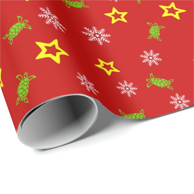 Papier cadeau de vacances pour tortue de mer verte (Coin rond)