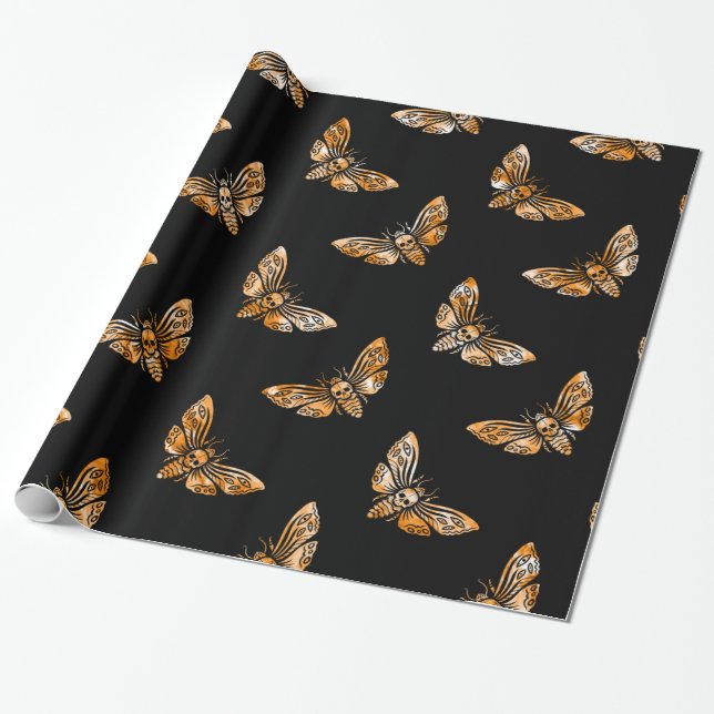 Papier Cadeau Death's Head Moth Pattern (Déroulé)