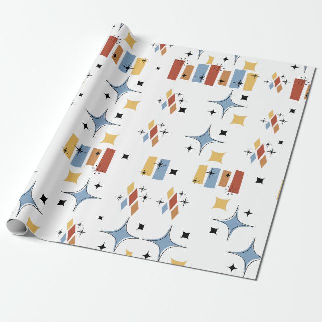 Papier Cadeau Début rétro du milieu du siècle (Déroulé)