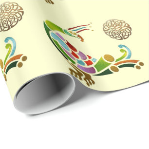 Papier Cadeau Décor celtique Peacock