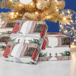 Papier Cadeau Décor de cheminée de Noël